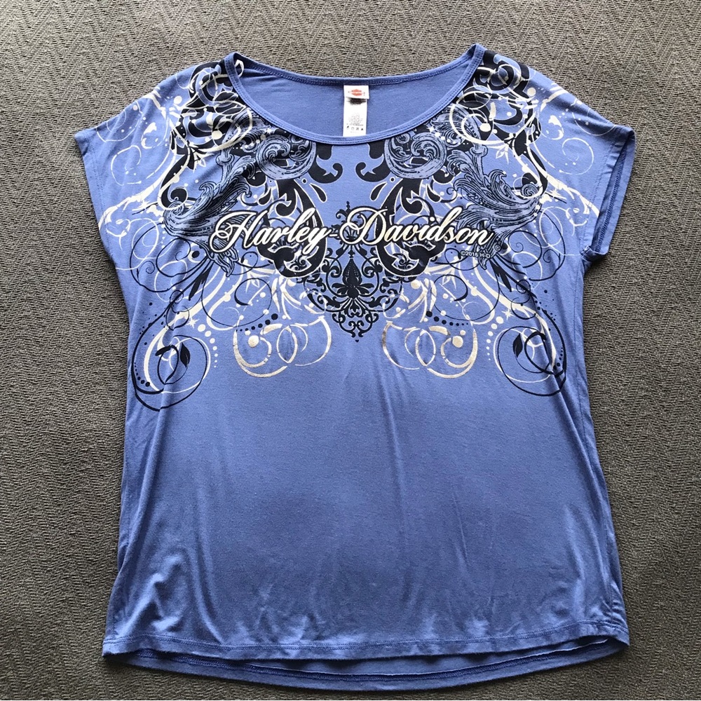Harley-Davidson Windy City Chicago Blue Top Blouse Soft Lightweight Large